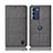 Handytasche Stand Schutzhülle Stoff H12P für Motorola Moto G200 5G Grau