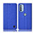 Handytasche Stand Schutzhülle Stoff H13P für Motorola Moto G31 Blau