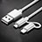 Lightning USB Ladekabel Kabel Android Micro USB C01 für Apple iPhone 11 Silber