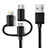 Lightning USB Ladekabel Kabel Android Micro USB C01 für Apple iPhone 13 Mini Schwarz