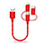 Lightning USB Ladekabel Kabel Android Micro USB Type-C 25cm S01 Rot Petit