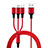 Lightning USB Ladekabel Kabel Android Micro USB Type-C ML08 Rot