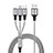 Lightning USB Ladekabel Kabel Android Micro USB Type-C ML08 Silber