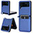 Luxus Leder Hülle Handyhülle und Kunststoff Schutzhülle Hartschalen Tasche BY1 für Samsung Galaxy Z Flip4 5G Blau