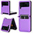 Luxus Leder Hülle Handyhülle und Kunststoff Schutzhülle Hartschalen Tasche BY1 für Samsung Galaxy Z Flip4 5G Violett