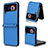 Luxus Leder Hülle Handyhülle und Kunststoff Schutzhülle Hartschalen Tasche T07 für Samsung Galaxy Z Flip4 5G Blau
