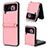 Luxus Leder Hülle Handyhülle und Kunststoff Schutzhülle Hartschalen Tasche T07 für Samsung Galaxy Z Flip4 5G Rosegold