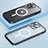 Schutzhülle Luxus Metall Rahmen und Kunststoff Schutzhülle Tasche mit Mag-Safe Magnetic Magnetisch Bling-Bling LF1 für Apple iPhone 13 Pro Schwarz