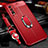 Silikon Hülle Handyhülle Gummi Schutzhülle Flexible Leder Tasche mit Magnetisch Fingerring Ständer für Vivo Y20 Rot