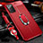 Silikon Hülle Handyhülle Gummi Schutzhülle Flexible Leder Tasche mit Magnetisch Fingerring Ständer N02 für Samsung Galaxy Note 20 5G Rot