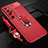 Silikon Hülle Handyhülle Gummi Schutzhülle Flexible Leder Tasche mit Magnetisch Fingerring Ständer S01 für Xiaomi Mi 10 Ultra Rot