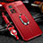 Silikon Hülle Handyhülle Gummi Schutzhülle Flexible Leder Tasche mit Magnetisch Fingerring Ständer S01 für Xiaomi Mi 10T 5G Rot