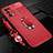 Silikon Hülle Handyhülle Gummi Schutzhülle Flexible Leder Tasche mit Magnetisch Fingerring Ständer S02 für Oppo Reno5 5G Rot