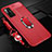 Silikon Hülle Handyhülle Gummi Schutzhülle Flexible Leder Tasche mit Magnetisch Fingerring Ständer S03 für Huawei Honor 30 Rot
