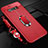 Silikon Hülle Handyhülle Gummi Schutzhülle Flexible Leder Tasche mit Magnetisch Fingerring Ständer T02 für Samsung Galaxy S10 Plus Rot