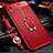 Silikon Hülle Handyhülle Gummi Schutzhülle Flexible Leder Tasche mit Magnetisch Fingerring Ständer T02 für Xiaomi Redmi 9AT Rot
