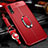 Silikon Hülle Handyhülle Gummi Schutzhülle Flexible Leder Tasche mit Magnetisch Fingerring Ständer T05 für Huawei P20 Rot