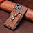 Silikon Hülle Handyhülle Gummi Schutzhülle Flexible Leder Tasche SD10 für Apple iPhone 14 Braun