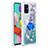 Silikon Hülle Handyhülle Gummi Schutzhülle Flexible Tasche Bling-Bling mit Fingerring Ständer S01 für Samsung Galaxy A51 5G Grün