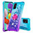 Silikon Hülle Handyhülle Gummi Schutzhülle Flexible Tasche Bling-Bling mit Fingerring Ständer S02 für Samsung Galaxy A51 4G Hellblau