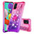 Silikon Hülle Handyhülle Gummi Schutzhülle Flexible Tasche Bling-Bling mit Fingerring Ständer S02 für Samsung Galaxy A51 4G Pink