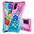 Silikon Hülle Handyhülle Gummi Schutzhülle Flexible Tasche Bling-Bling mit Fingerring Ständer S02 für Samsung Galaxy A51 4G Rosa