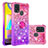 Silikon Hülle Handyhülle Gummi Schutzhülle Flexible Tasche Bling-Bling mit Fingerring Ständer S02 für Samsung Galaxy M31 Pink