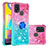 Silikon Hülle Handyhülle Gummi Schutzhülle Flexible Tasche Bling-Bling mit Fingerring Ständer S02 für Samsung Galaxy M31 Rosa