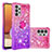 Silikon Hülle Handyhülle Gummi Schutzhülle Flexible Tasche Bling-Bling mit Fingerring Ständer S02 für Samsung Galaxy M32 5G Pink