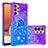 Silikon Hülle Handyhülle Gummi Schutzhülle Flexible Tasche Bling-Bling mit Fingerring Ständer S02 für Samsung Galaxy M32 5G Violett