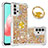 Silikon Hülle Handyhülle Gummi Schutzhülle Flexible Tasche Bling-Bling mit Fingerring Ständer S03 für Samsung Galaxy M32 5G Gold