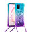 Silikon Hülle Handyhülle Gummi Schutzhülle Flexible Tasche Bling-Bling mit Schlüsselband Lanyard S01 für Samsung Galaxy A81 Hellblau