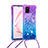 Silikon Hülle Handyhülle Gummi Schutzhülle Flexible Tasche Bling-Bling mit Schlüsselband Lanyard S01 für Samsung Galaxy A81 Violett