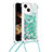 Silikon Hülle Handyhülle Gummi Schutzhülle Flexible Tasche Bling-Bling mit Schlüsselband Lanyard S02 für Apple iPhone 14 Grün