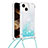 Silikon Hülle Handyhülle Gummi Schutzhülle Flexible Tasche Bling-Bling mit Schlüsselband Lanyard S02 für Apple iPhone 14 Hellblau
