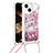 Silikon Hülle Handyhülle Gummi Schutzhülle Flexible Tasche Bling-Bling mit Schlüsselband Lanyard S02 für Apple iPhone 14 Helles Lila