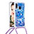 Silikon Hülle Handyhülle Gummi Schutzhülle Flexible Tasche Bling-Bling mit Schlüsselband Lanyard S02 für Samsung Galaxy A20e Blau