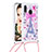 Silikon Hülle Handyhülle Gummi Schutzhülle Flexible Tasche Bling-Bling mit Schlüsselband Lanyard S02 für Samsung Galaxy A20e Rosa