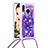 Silikon Hülle Handyhülle Gummi Schutzhülle Flexible Tasche Bling-Bling mit Schlüsselband Lanyard S02 für Samsung Galaxy A20e Violett
