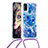 Silikon Hülle Handyhülle Gummi Schutzhülle Flexible Tasche Bling-Bling mit Schlüsselband Lanyard S02 für Samsung Galaxy M30s Blau