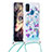 Silikon Hülle Handyhülle Gummi Schutzhülle Flexible Tasche Bling-Bling mit Schlüsselband Lanyard S02 für Samsung Galaxy M30s Hellblau