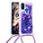 Silikon Hülle Handyhülle Gummi Schutzhülle Flexible Tasche Bling-Bling mit Schlüsselband Lanyard S02 für Samsung Galaxy M30s Violett