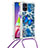 Silikon Hülle Handyhülle Gummi Schutzhülle Flexible Tasche Bling-Bling mit Schlüsselband Lanyard S02 für Samsung Galaxy M51 Blau