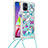Silikon Hülle Handyhülle Gummi Schutzhülle Flexible Tasche Bling-Bling mit Schlüsselband Lanyard S02 für Samsung Galaxy M51 Hellblau