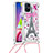 Silikon Hülle Handyhülle Gummi Schutzhülle Flexible Tasche Bling-Bling mit Schlüsselband Lanyard S02 für Samsung Galaxy M51 Rosa