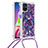 Silikon Hülle Handyhülle Gummi Schutzhülle Flexible Tasche Bling-Bling mit Schlüsselband Lanyard S02 für Samsung Galaxy M51 Violett