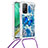 Silikon Hülle Handyhülle Gummi Schutzhülle Flexible Tasche Bling-Bling mit Schlüsselband Lanyard S02 für Xiaomi Mi 10T 5G Blau