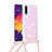 Silikon Hülle Handyhülle Gummi Schutzhülle Flexible Tasche Bling-Bling mit Schlüsselband Lanyard S03 für Samsung Galaxy A30S