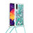 Silikon Hülle Handyhülle Gummi Schutzhülle Flexible Tasche Bling-Bling mit Schlüsselband Lanyard S03 für Samsung Galaxy A30S Grün