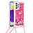 Silikon Hülle Handyhülle Gummi Schutzhülle Flexible Tasche Bling-Bling mit Schlüsselband Lanyard S03 für Samsung Galaxy A73 5G